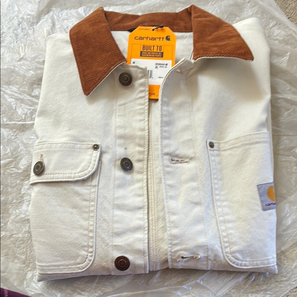 Carhartt Chore Jacket Oat with Brown Collar Medium Duck new with tags never worn